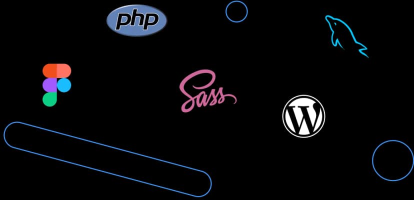 Figma, PHP, SASS, WordPress and MySQL Technology Icons