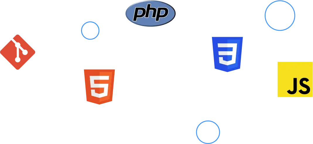 Git, PHP, HTML, CSS and JavaScript Technology Icons