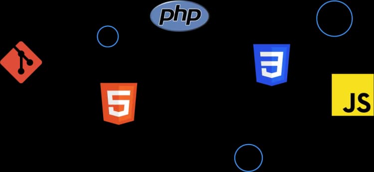 Git, PHP, HTML, CSS and JavaScript Technology Icons