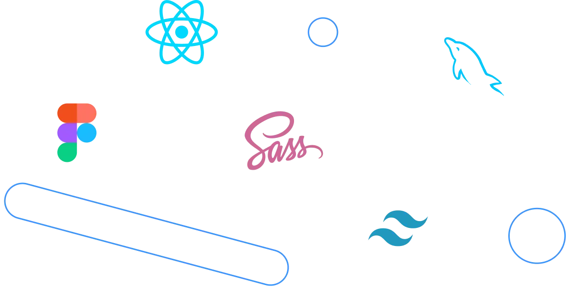 Figma, PHP, SASS, WordPress and MySQL Technology Icons