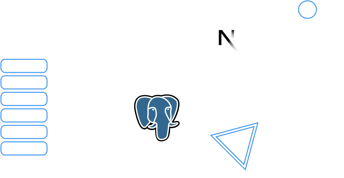 Prisma, NextJS, Vercel and PostgreSQL Technology Icons